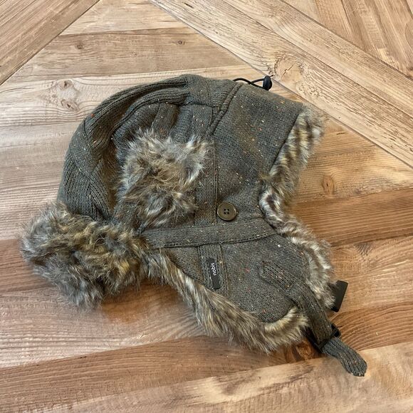 Nobis Mr Fargus Faux Fur Trapper Hat Moss Green‎ Wool Blend Winter O/S NWT